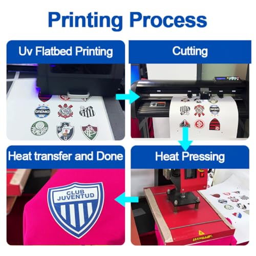 A3 11.5× 16.5Inch TPU Film 50Sheets For UV DTF Printer Or UV Flatbed Printer Printing With Heat Transfer Hot Melt Adhesive Wordcup Football Jersey Logo Patch Silicon 3D TPU UV Film White