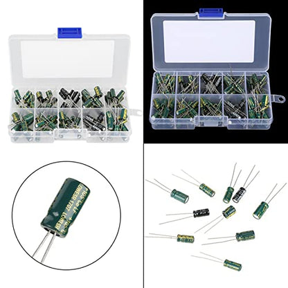 100pcs DIY High Grade Audio Capacito, Audio Capacitor Assorted Kit, 10 Values 10V-63V 10uf-470uf Electrolytic Capacitors Radial Capacitor