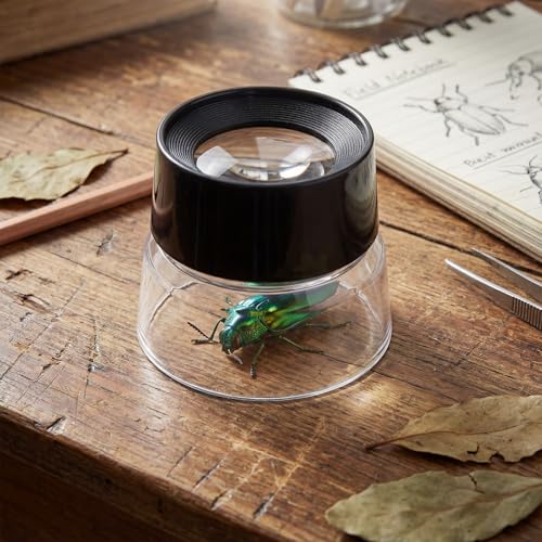 Ceenna 3 Pcs 10x Power Pre Focused Stand Magnifier, Hands Free Black Magnifying Loupes for Viewing Insects, Plants, Coins, Stamps, Maps, Fine Print and Nature Animal Observation