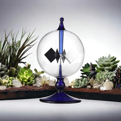Blue Solar Power Radiometer Sun Light Energy Crookes Spinning Vanes Glass Windmill Gift Home Desk Decoration