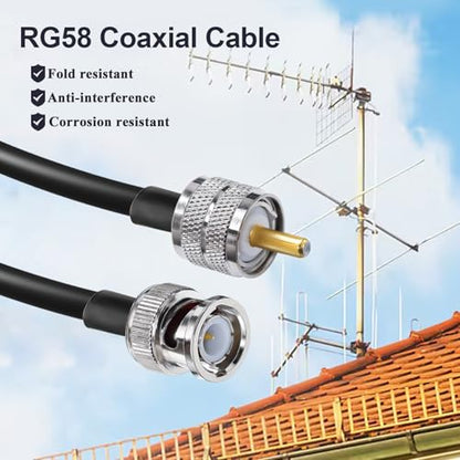 TUOLNK BNC to UHF Jumper Cable RG58-20inch(50cm) Low Loss for CB Radio PL259 SO239 Male Extension Cable - 2Pcs - size: 1.64ft-2pcs