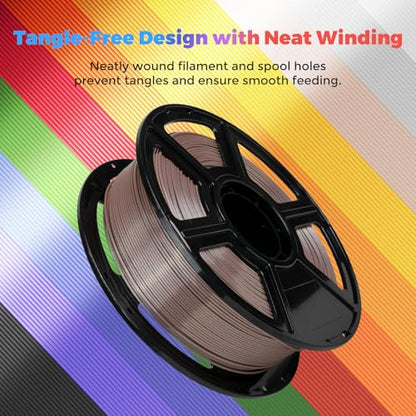 Flashforge 3D Printer Filament Silk PLA 1.75mm 1kg Spool-Dimensional Accuracy +/- 0.02mm (Coffee) - color: Coffee