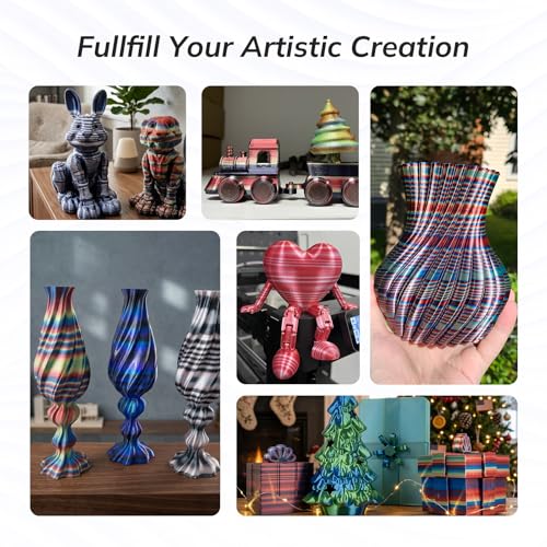 AMOLEN Silk Multicolor PLA Bundle, Fast Color Change, 200g X 4 Spools - color: Black Red/Blue Silver/Green Blue/Blue Purple