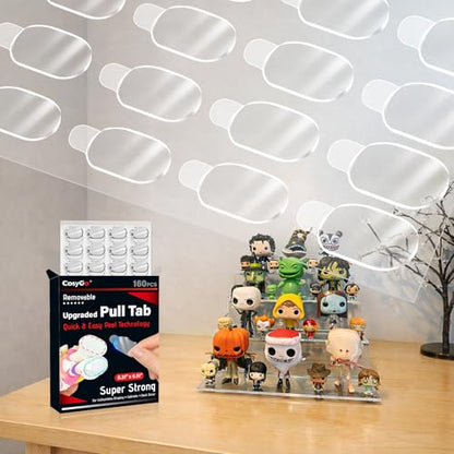 Removable Clear Mounting Putty with Pull Tab, No Residue Adhesive Putty for Museum Display Action Figures, Gel Stick Tack Adhesive Dots to Keep Things in Place, 160 Pcs 0.31" x 0.51" - size: 0.31" x 0.51" / 8x13mm / 160Pcs