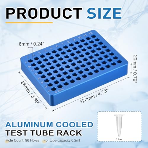PATIKIL Microcentrifuge Tube Rack Cooler, Aluminum, Light Blue, 96 Wells - color: Light Blue, size: 96 Wells