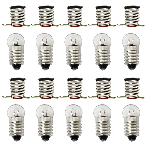 Mini Light Bulb Kit SQXBK 10PCS E10 3.8V/0.3A Miniature Screw Base Light Bulbs and 10PCS E10 Golden Light Socket Bulbs Lamps Base Holders for Home Experiment Circuit Electrical Test Accessories - size: 3.8V/0.3A