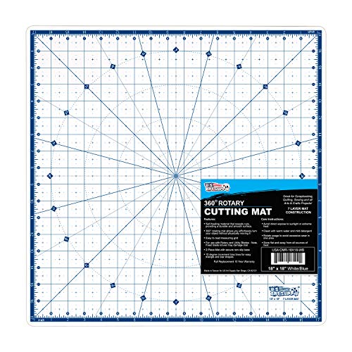 U.S. Art Supply 18"x18" Self-Healing Cutting Mat 7-Ply - Rotary White/Blue - size: 18" x 18"