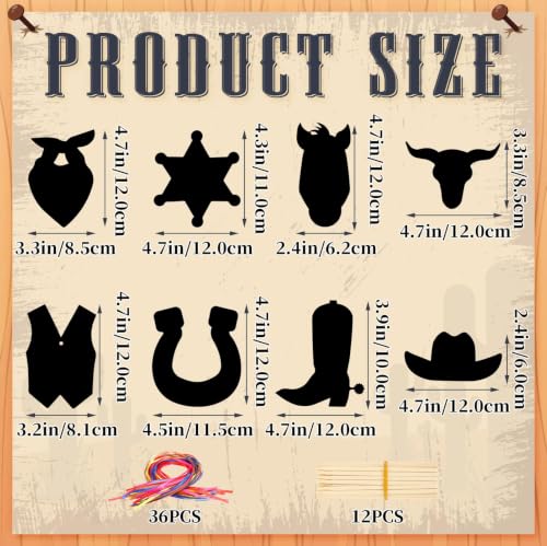 JULMELON 36 Pcs Western Cowboy Scratch Cards for Kids Rodeo Party Favors - style: Western