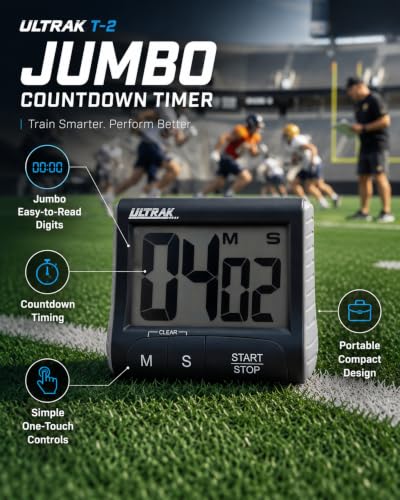 ULTRAK T-2 Jumbo Countdown Timer - Loud Alarm, Magnetic Back, Stand & Clip