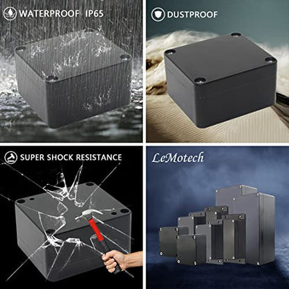 LeMotech Electrical Box ABS Plastic Project Box IP65 Waterproof Junction Box Project Case Universal Enclosure for Electronics Black 2.48x 2.28x 1.37 inch(63x58x35mm)(Pack of 2) - color: Black (2 packs), size: 2.48" x 2.28" x 1.37"