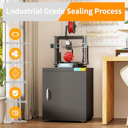 3D Printer Stand with 180L Dehumidifying Storage | 25% RH Control - color: Black-DM