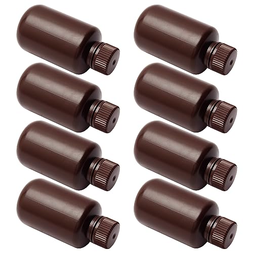 Othmro 8Pcs 4.3oz Plastic Containers Lab Chemical Reagent Bottles 125ml Small Mouth Liquid Solid Storage Bottles Round Sample Storage Containers Sealing Bottles with Cap for Food Stores Brown - color: 8Pcs 4oz