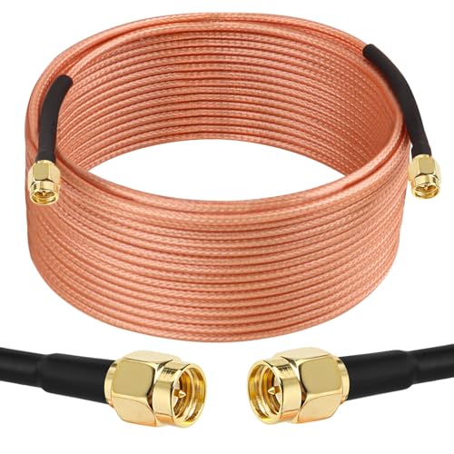 MOOKEERF SMA Male to SMA Male Cable - 50FT RG316 SMA Extension Cable 50 ohm for Router, Test Equipment, Signal Enhancer, Wireless Adapter,WiFi Antenna Applications - size: 50FT