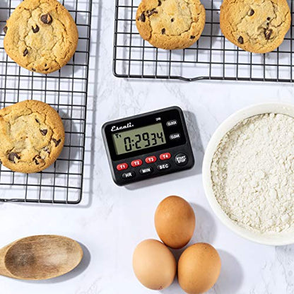 Escali Multi-Task Four Event Digital Kitchen Timer with Clock Mode, Magnetic Back, Overtime Counter - size: 1 Count (Pack of 1), style: Four Event