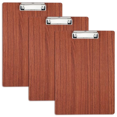 Clip Boards 9x12.6in Wood Made Fit A4 8.5x11 Letter Size, 3mm Thick 3 Pack Sturdy & Bend-resistant Smooth Writing Clipboard for Teacher Businessmen Nurse Versatile Use, Office & School Supplies - color: Amber, size: 9x12.6in - A4