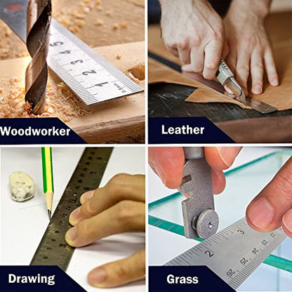 Metal Ruler 12 Inch, Non-Slip Cork Backing, Ink Bleed-Resistant Edge, 2 Pcs - style: 12" 2 PCS
