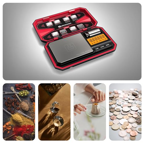 UNIWEIGH Travel Digital Pocket Scale 200g/0.01g, Digital Gram Scales - color: Red