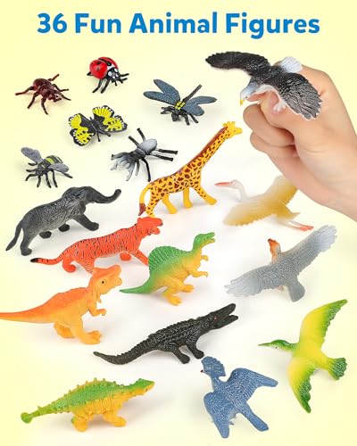 Coogam Sorting Toys for Kids, Animals Figures Dinosaurs Birds Insects Cognition Matching Game Playset, Fine Motor Learning Activities Educational Toy Gift for 3 4 5 Year Old Kid - style: Animal theme