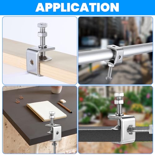 12 Pack 304 Stainless Steel Small C Clamps, 1 Inch Mini C Clamps, Mini Tiger Clamp Woodworking Clamp With Stable Wide Jaw Opening For Woodworking, Mounting, Welding