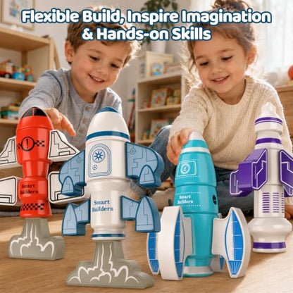 Magnetic Robot Building Toy, STEM Magnet Rocket Toys Set for Kids Age 3-5 - color: Rocket