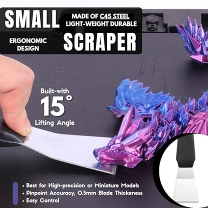 High-Quality 3D Printer Tool Removal Scraper Kit, 4 Types of Sharpened Blades & 20 Extra Blades, 3D Printer Scrapers for Fast Separation Large Medium Small Models, Great 3D Printer Accessories Gifts - style: 4-IN-1 Versatile Spatula