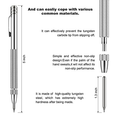 Glieskir 4-Pack Tungsten Carbide Scriber Set with Magnet and 20 Tips - color: 4PCS Silver