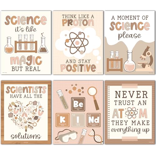 6 Science Posters for Classroom Decor Motivational Wall Art Biology Posters - color: Neutral