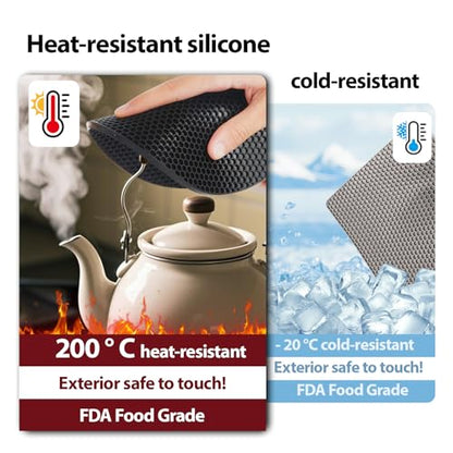 4 Pack Silicone Pot Holders & Hot Pads - Heat Resistant Non-Slip Mats for Kitchen Countertops, Trivets for Hot Dishes, Dishwasher Safe & BPA-Free (Black) - color: Black