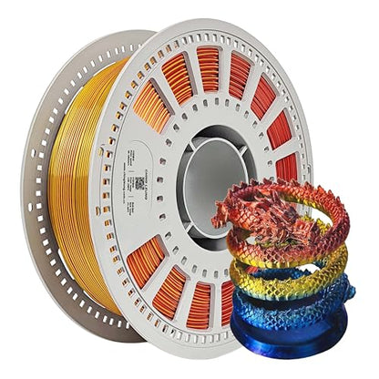 Silk Tri Color PLA+ 1.75mm Red Yellow Blue 3-in-1 Coextrusion - color: Red-yellow-blue