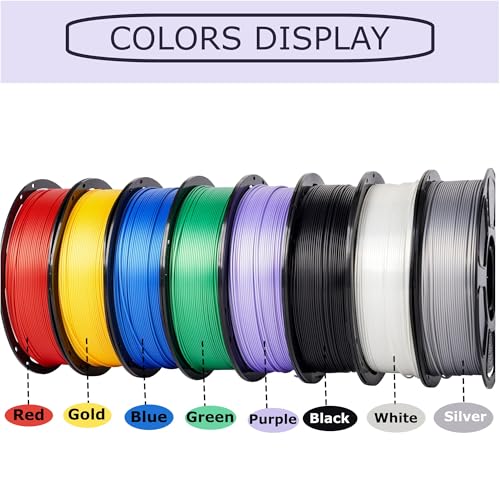 Silk PLA Filament 1.75mm Bundle 8x1KG, 3D Printer Filament Pack - color: Silk Gold+red+purple+blue+green+black+white+silver