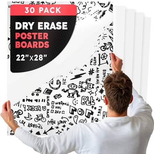 Hygloss Dry Erase Poster Board Paper 22x28 Inch, 30 Count, White Board - color: Original, size: 22 x 28-Inch, style: 30