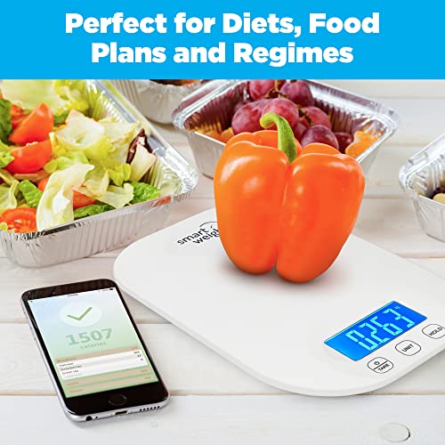 Smart Weigh White Digital Kitchen Scale, 11 lb x 1g, Baking & Meal Prep - color: White