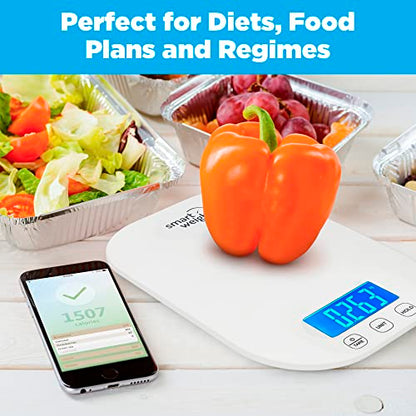 Smart Weigh White Digital Kitchen Scale, 11 lb x 1g, Baking & Meal Prep - color: White