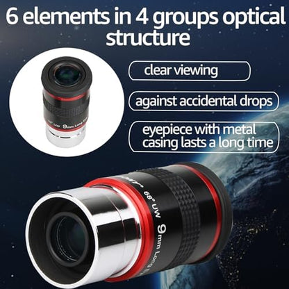 SVBONY Telescope Eyepiece, 9mm Focal Length, 1.25" Redline Eyepiece, 68° UW - size: 9mm