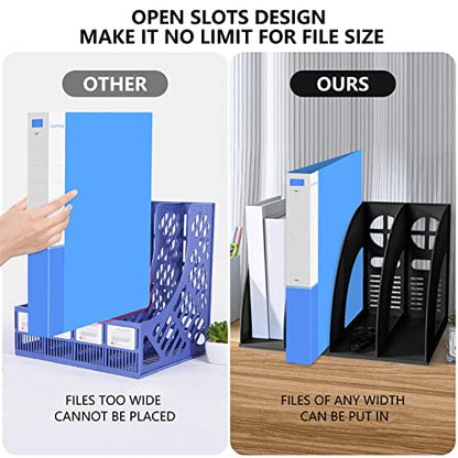 Marte Vanci Magazine File Holder Vertical PP Folder Book Desktop Organizer Plastic Storage Sturdy Vertical 4 Section Folder Black - color: Black 4 Section