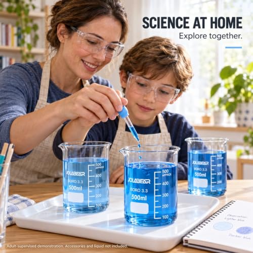 JOLABEAR 8-Pack 500 mL 3.3 Borosilicate Glass Lab Beakers, Griffin Low Form - size: 500ml 8pcs