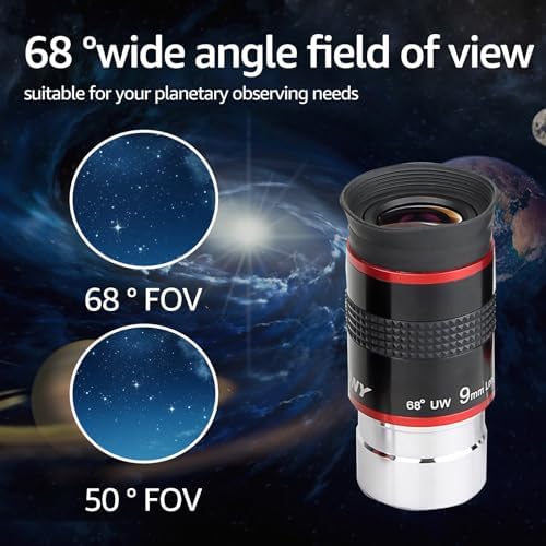 SVBONY Telescope Eyepiece, 9mm Focal Length, 1.25" Redline Eyepiece, 68° UW - size: 9mm