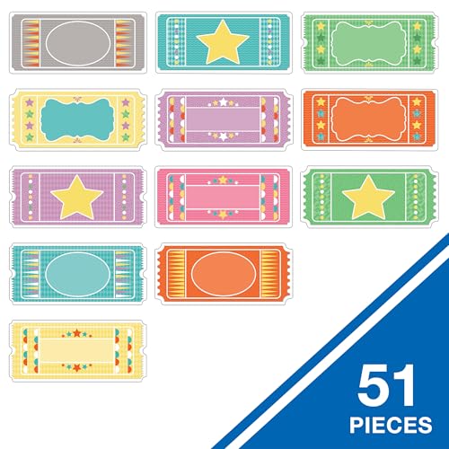 Carson Dellosa – Up & Away Tickets Colorful Cut-Outs, Classroom Décor, 51 Pieces - size: Regular, style: Tickets