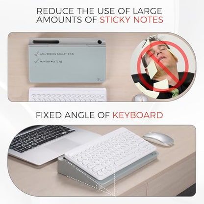 TOWON Compact Glass Desktop Whiteboard with Storage 12x7 in, Gray - color: Light Gray
