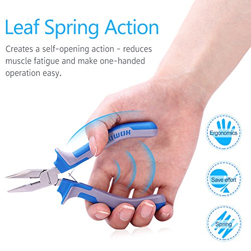 SPEEDWOX Long Nose Pliers Wire Cutters 5 Inches Micro Side Cutting with Spring Fine Pliers Precision Small Jewelry Making Tool Serrated Jaws Professional Handle Craft Chrome Vanadium Steel - style: 5" Long Nose Plier