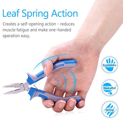 SPEEDWOX Long Nose Pliers Wire Cutters 5 Inches Micro Side Cutting with Spring Fine Pliers Precision Small Jewelry Making Tool Serrated Jaws Professional Handle Craft Chrome Vanadium Steel - style: 5" Long Nose Plier