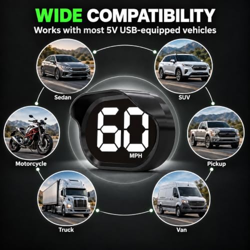 GPS Speedometer for Car MPH, Digital Speedometer for Car, Car Speedometer - color: White