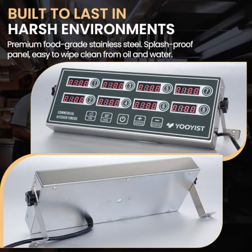 Commercial 8 Channel Digital Kitchen Timer Loud Alarm Cook Timer - color: Gray