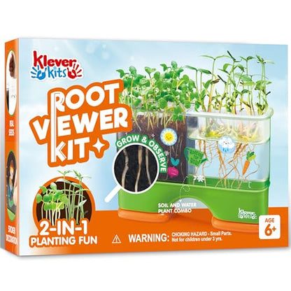 JOVA Klever Kits 2-in-1 Root Viewer & Planting Science Kit for Kids – STEM Learning Gifts for Kids Aged 6+, Soil & Hydro Observation Kit Birthday Toys Gifts for Boys and Girls