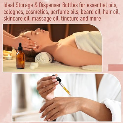4 oz Dark Amber Glass Dropper Bottles with Measured Dropper, 4 Pack- 120ml Thick Tincture Bottle with Measurement Eye Droppers, Leakproof Essential Oils Bottle for Health, Personal Care & Beauty - color: Amber