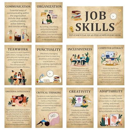 Outus 11 Pcs Retro Job Skills Posters Educational Bulletin Board Set - style: Retro