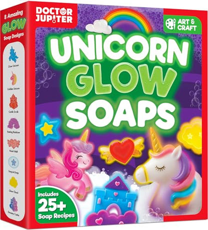 Doctor Jupiter Glow in The Dark - Unicorn Soap Making Kit for Kids Ages 6+ - style: Unicorn Glow Soaps: 6+