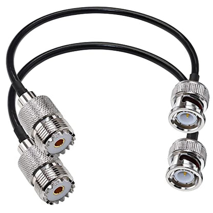 TUOLNK 2PCS BNC Male to SO239 RG58 Coaxial Cable UHF Female Jack Extension Cable, PL259 Female to BNC Pigtail for CB Radio, GPS Antenna 12inch (30cm) - size: 0.98ft-2pcs