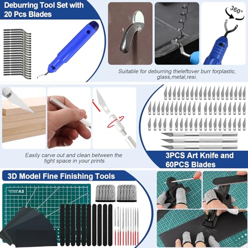 304PCS 3D Printing Accessory Tools with Tool Box for 3D Printer Modeler Basic Tools,Multi-spec Nozzle Cleaning Remove Kit & mini Electric Grinder for Remove/Trim and Finish 3D Print - style: 304PCS
