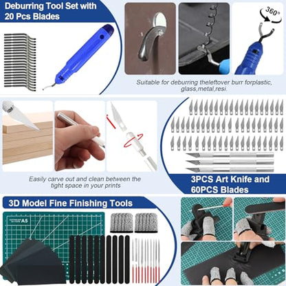304PCS 3D Printing Accessory Tools with Tool Box for 3D Printer Modeler Basic Tools,Multi-spec Nozzle Cleaning Remove Kit & mini Electric Grinder for Remove/Trim and Finish 3D Print - style: 304PCS